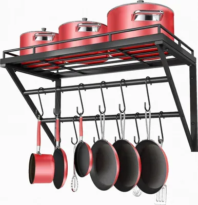 Obrázek produktu pro OROPY stojan na hrnce 3-vrstvý nástěnný držák na pánve 60x29,5x24,5cm