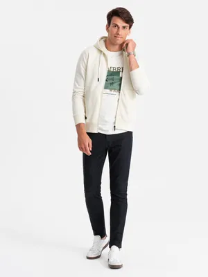 Produktbild von Ombre Clothing Sweatshirt mit Reißverschluss für Männer Agoina cremig L