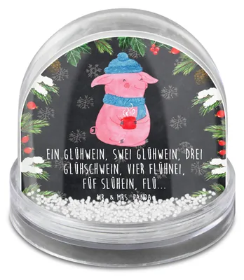 Produktbild von Mr. & Mrs. Panda Schneekugel Weihnachten Schweinchen Glühwein - Kreidetafel - Geschenk, Betrunken, Weihnachts, schnee kugel, Weihnachtsmarkt, wohnaccessoire, Spruch