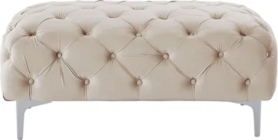 Produktbild von Chesterfield-Pouffe aus beigem Velours - EDWINA