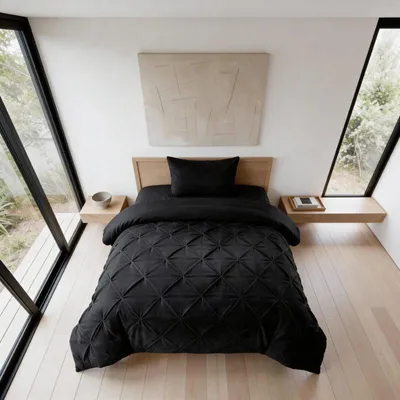 Produktbild von Sleeptime Lazy Samt Pintuck Schwarz 140 x 220 cm