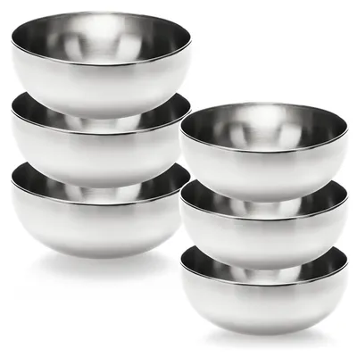 Obrázek produktu pro com-four® 6 salátových misek z nerezové oceli - sada misek - mísa na míchání, 20/24 cm