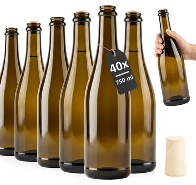 Zdjęcie produktu dla SUPERBUTELKI - 40x Butelki Szampan 750 ml oliwkowa na wino, soki, nalewki