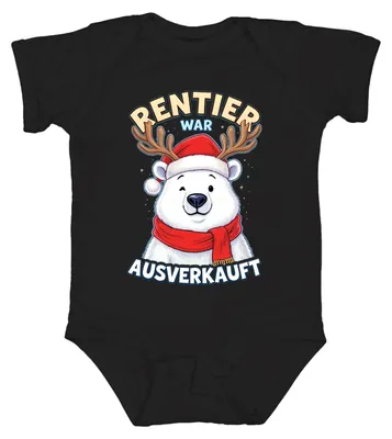 Productafbeelding van Rendier met gewei, grappig unisex babyromper, zwart, maat 6/12 maanden