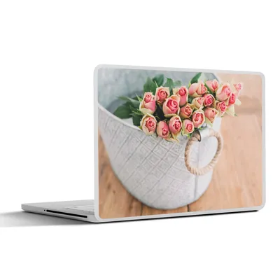 Produktbild von MuchoWow® Laptop Aufkleber Sticker Cover Rosen - Blumen - Korb 25x18 cm - Laptop-Deko