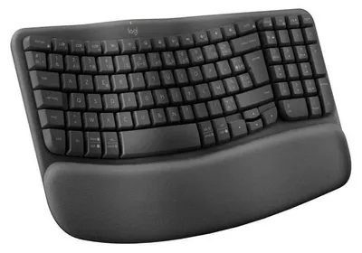 Obrázek produktu pro Bezdrátová ergonomická klávesnice Logitech Wave Keys, rozložení AZERTY, s opěrkou pro zápěstí, paměťová pěna