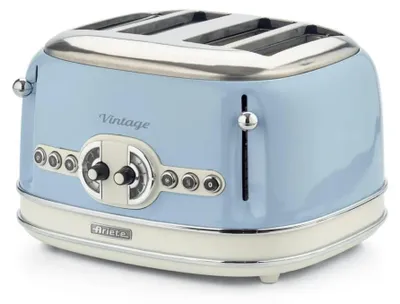 4-Scheiben-Toaster, 6 Bräunungsstufen, 1600 W, Metall, Blau