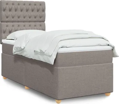 Produktbild von Langlebige Boxspringbett mit Matratze Taupe 80x200 cm Stoff Gästebett mit Lattenrost Möbel7036065
