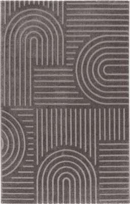 Produktbild von Kurzflor Teppich, Wohnzimmer, Boho Geometrisch -Grau - 200cm x 290cm - Moderner Superweicher Teppich