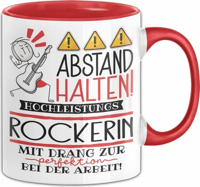 Produktbild von Rockerin Tasse Geschenk Lustig Abstand Halten Hochleistungs-Rockerin Mit Drang Zur Perfektion Bei Der Arbeit (Rot)