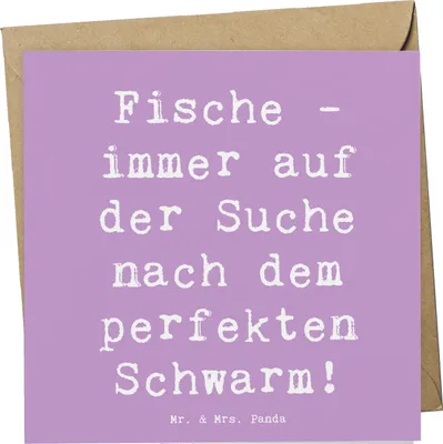 Produktbild von Mr. & Mrs. Panda Klappkarte Spruch Fische Schwarm - Lavendeltraum - Geschenk, Geschenke Astrologie, Tierkreiszeichen, Glückwunschkarte, Fischspruch, Grußkarte, Horoskop