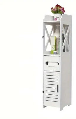Image de Porte-rouleau de papier toilette autoportant - Rangement pour papier toilette pour salle de bain - Organisateur de papier toilette