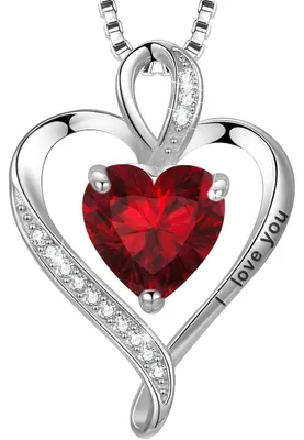 Immagine prodotto di Collana con ciondolo a cuore, argento 925, con incisione "Ti amo" e confezione regalo con pietra portafortuna
