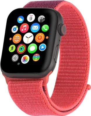 Produktbild von Conie Ersatz Armband passend für die Apple Watch 1 2 3 4 5 6 7 8 9 10 SE 38mm 40mm 41mm 42mm Größe Universal Material Nylon Premium Sport Uhrenarmband in Rot