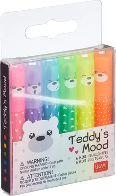 Immagine prodotto di Legami Mini Textmarker 6er Set - TEDDY'S MOOD - TEDDY BEAR