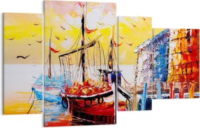 Produktbild von Bild auf Leinwand - Leinwandbild - Boot Segel Meer - 120x70cm - Wand Bild - Wanddeko - Wandbilder - Leinwanddruck - Bilder - Kunstdruck - Wanddekoration - Leinwand bilder - Wandkunst - DL120x70-3435