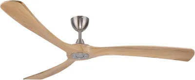Produktbild von Ovlaim Holzblätter Deckenventilator ohne leichte, ruhige DC -Motorventilatoren Fernbedienungszimmer, Balkon, Terrasse, 183 cm, Natural & Silber