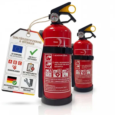 Produktbild von BigDean 2 Stück Feuerlöscher 1kg Halterung/Manometer Hergestellt in Europa