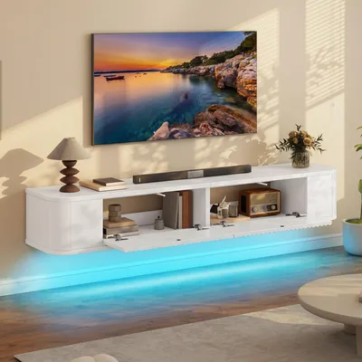 Produktbild von YITAHOME Schwebender TV-Schrank, TV-Stand Fernsehschrank, Wandmontierte TV-Regale mit LED Beleuchtung, 140x25x20cm, Weiß