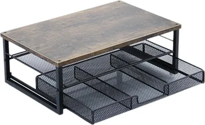Produktbild von Holz Monitorständer, Schreibtisch Organizer, Regal mit Schublade, stabil, einfach zu montieren