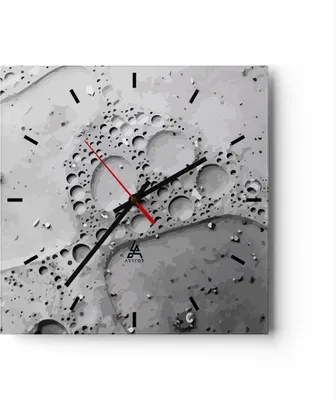 Produktbild von Wanduhr - Quadrat - Glasuhr - Abstraktion modern - 40x40cm - Schleichendes Uhrwerk - Lautlos - zum Aufhängen bereit - Dekoration Modern - Wanddekoration aus Glas - C3AC40x40-4079