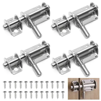 Produktbild von 4 Türschlösser Edelstahl 304 Riegel mit Schrauben Schieberiegel Bolzen Innentüren