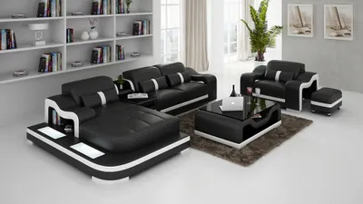 Produktbild von Wohnlandschaft Ecksofa L-Form Sessel Set Garnitur Modern Sofa Leder Couch Neu