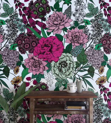 Produktbild von Coloray Fototapete 250x104 cm Vlies-Fototapete - Vintage Blumen Rosen Rosen