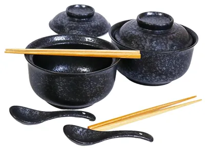 Imagen del producto de Juego de 800 ml para ramen, que incluye un cuenco, una cuchara y palillos
