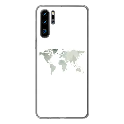 Produktbild von MuchoWow® Handyhülle Schutzhülle Hülle für Huawei P30 Pro Weltkarte - Grün - Grau Silikon Softcase Handy Hülle - Schutzdeckel