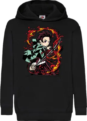 Produktbild von Kinder Kapuzenpullover Japan Manga Comics Anime Demon Anime Slayer Tanjiro Kamado 07 Var-019, 12-13 Jahr - 152 / Schwarz