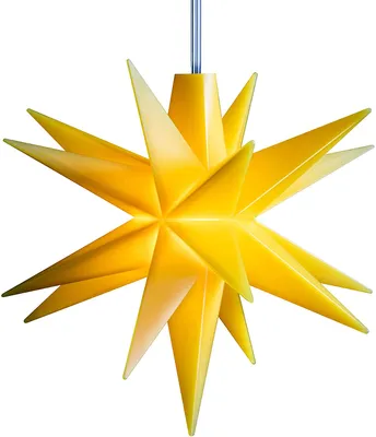 Produktbild von 3D LED Stern Ø 8 cm Gelb mit Timer Weihnachtsstern Batterie Ministern Innen Kunststoff Stern klein Leuchtstern Deko für innen Indoor
