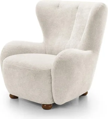 Image de FURNLUX Fauteuil Ciro Blanc Et Marron 88cm / Couleur principale : Blanc / Dimensions : 88 x 91 x 100 cm