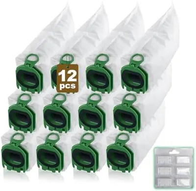 Produktbild von 12 Stück Staubsaugerbeutel für Vorwerk Kobold VB100 VB 100 FP100 FP 100 Akku Staubsauger mit 6 Duftblöcken,Beutel Filtertüte Ersatzteile für Vorwerk Kobold VB100 FP100 Staubsaugerbeutel