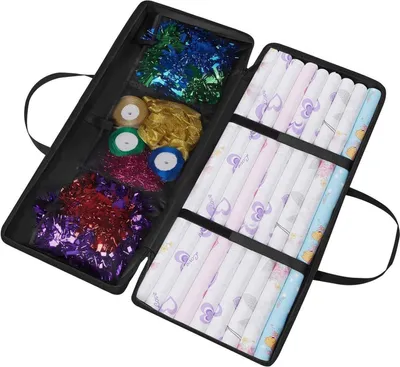 Zdjęcie produktu dla Torba do przechowywania papieru pakowego - Wodoodporny i odporny na promieniowanie UV materiał 600D Oxford - 3 przegrody - 82x13x34cm - Czarny