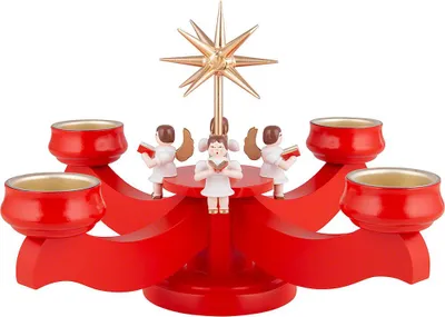 Produktbild von Adventsleuchter mit Engeln rot (19cm) von Albin Preissler