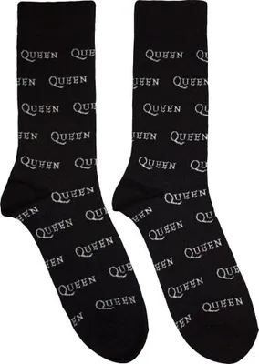 Produktbild von Queen Logo Repeat Mono Black 39-45 Socken