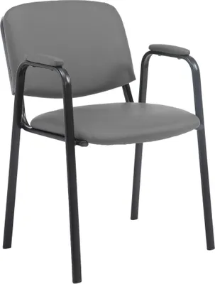 Produktbild von CLP Stapelstuhl Ken Pro Kunstleder gepolstert mit Armlehnen Metallgestell bis 150 kg grau