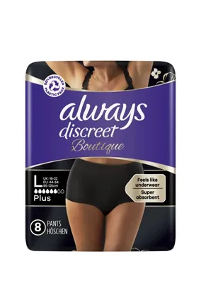 Produktbild von Always Discreet Boutique Schwarze Höschen Gr. L Bei Blasenschwäche 8 Stück