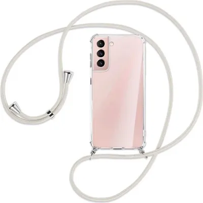 Produktbild von Handykette Backcover-Schutzhülle mit Band (Metall silberfarben) für Samsung Galaxy S21 Plus 5G - broken white