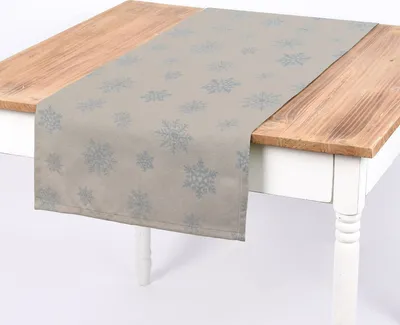 Produktbild von SCHÖNER LEBEN. Tischläufer Eiskristalle beige hellblau silber