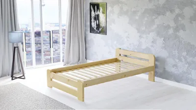 Obrázok produktu pre Rám postele 100 x 200 cm | Posteľ z masívneho borovicového dreva: prírodná