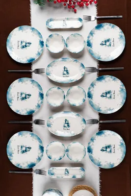 Image de Hermia Concept, ensemble de petit-déjeuner (16 pièces) en porcelaine 100%, compatible lave-vaisselle