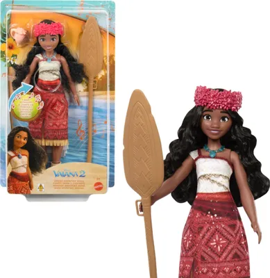 Produktbild von Mattel Disney Vaiana 2 singende Vaiana-Abenteuerpuppe mit charakteristischem Outfit und Accessoires, singt We‘re Back“ in vier Sprachen: Englisch, Französisch, Deutsch, Italienisch, JBT61