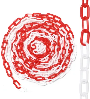 Immagine prodotto di TolleTour catena per barriere in plastica rossa bianca di 6 mm di spessore per parcheggi e barriere per parcheggi 25 m