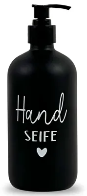 Produktbild von Seifenspender aus Glas, 500 ml – Schwarzer Pumpspender, Spender für Geschirrspülmittel in der Küche. Handseifenspender für das Badezimmer (schwarz, Handseife).
