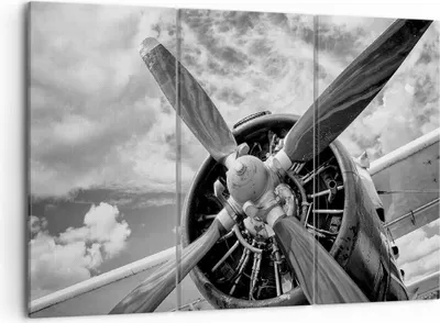 Produktbild von Bild auf Leinwand - Leinwandbild - 3 Teile - Motor Schwarzweiß Propeller - 105x70cm - Wand Bild - Wanddeko - Wandbilder - Leinwanddruck - Bilder - Wanddekoration - Leinwand bilder - CE105x70-4289