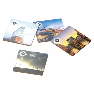 Produktbild von HAMBURGER SV HSV Untersetzer 4er Set Kork blau weiss schwarz -