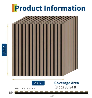 Produktbild von 3D Akustikpaneele - Schallabsorbierende Wandpaneele - 8er-Pack - 9 mm Dicke - 60 x 60 cm - Geräuschreduzierung - Holzdesign