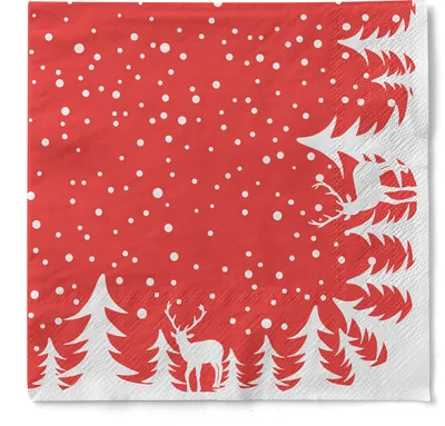 Produktbild von Sovie HORECA Weihnachtsserviette Marvin in Rot aus Tissue 33 x 33 cm, 3-lagig, 100 Stück